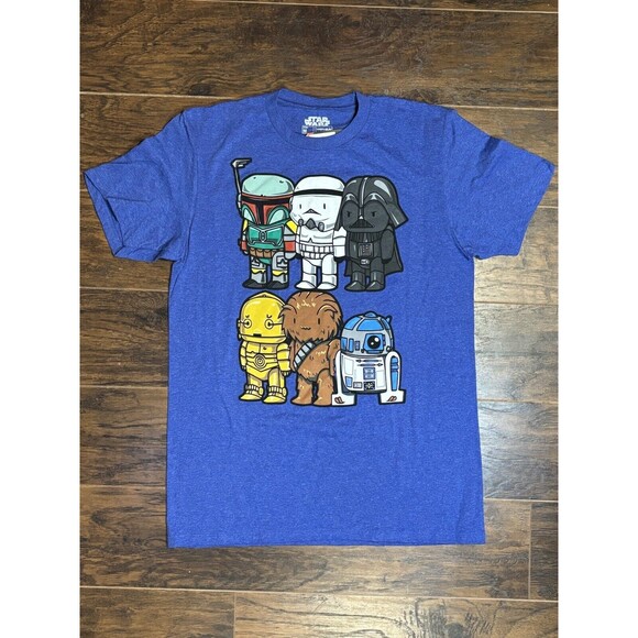 Star Wars Fifth Sun Men’s T-Shirt Blue Medium Chibi Characters NWT tshirt - Picture 1 of 9